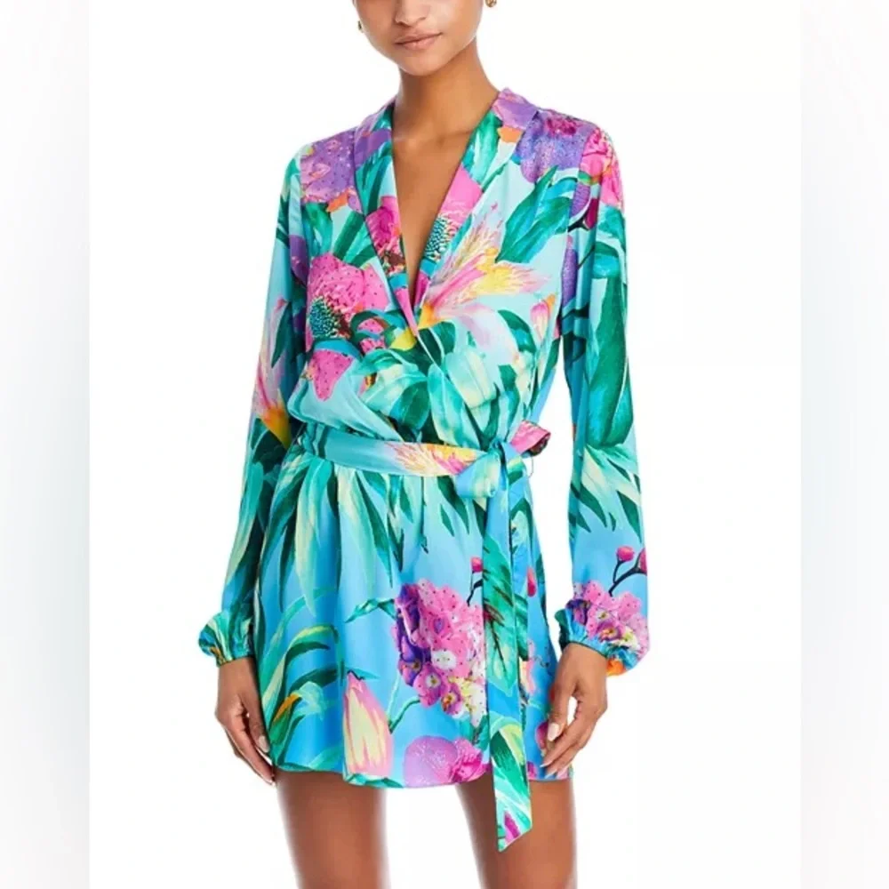 Rococo Sand Blue and Pink Floral Mini Dress - Picture 2 of 16